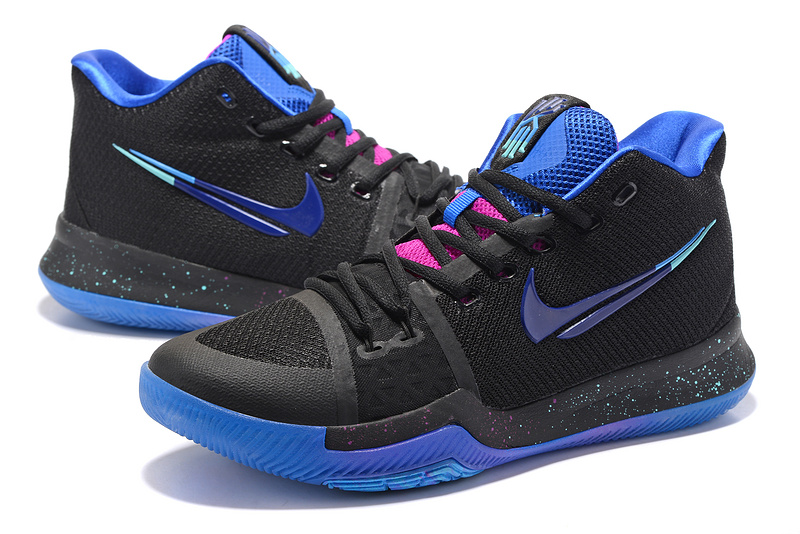 2020 Nike Kyrie 3 Playoffs Black Blue Basketball Shoes - Click Image to Close